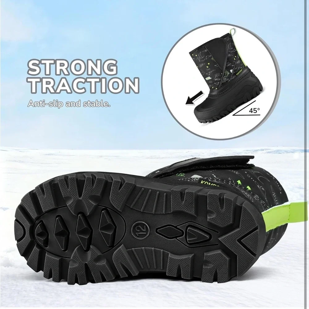 K KomForme Kids Snow Boots Fur Lined Warm Water-resistant Anti-Slip 11/ 711